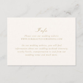 Riley Ivory en goud Elegant Huwelijk Informatiekaartje