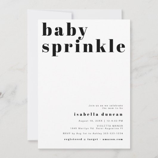 RILEY Modern Bold Baby Sprinkle Kaart (Voorkant)