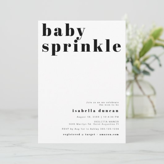 RILEY Modern Bold Baby Sprinkle Kaart (Staand voorkant)