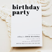 RILEY Modern Bold Contemmodern Birthday Party Kaart