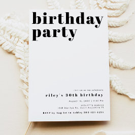 RILEY Modern Bold Contemmodern Birthday Party Kaart