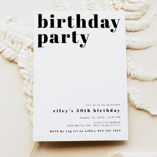 RILEY Modern Bold Contemmodern Birthday Party Kaart