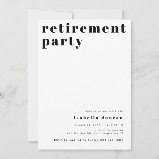 RILEY Modern Bold Contemtual Retirement Party Kaart (Voorkant)