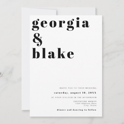 RILEY Modern Bold Hedendaagse foto bruiloft Kaart (Voorkant)