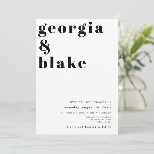 RILEY Modern Bold Hedendaagse foto bruiloft Kaart (Staand voorkant)