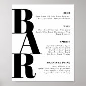 RILEY Modern Bold Wedding Bar Menu Poster (Voorkant)