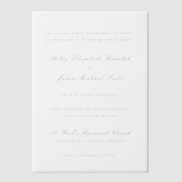 Riley Navy Blue Elegant Wedding Vellum Uitnodigingen