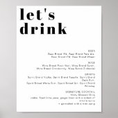 RILEY Retro Bold Let's Drink Bar Menu Poster (Voorkant)