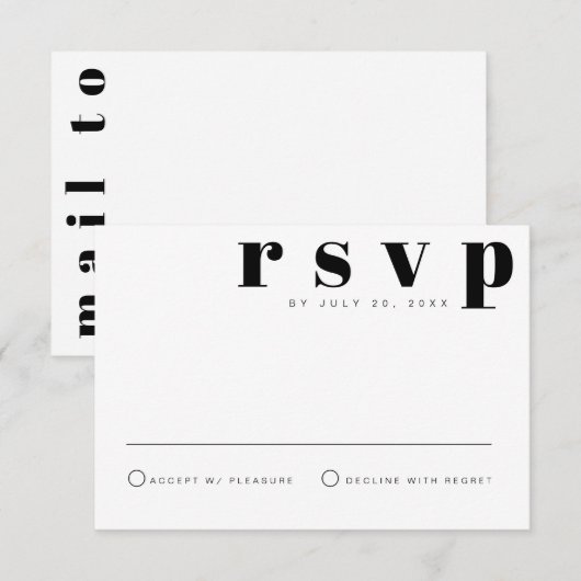 RILEY Retro Bold Modern Briefkaart RSVP-kaart (Voorkant / Achterkant)