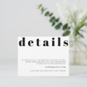 RILEY Retro Bold Modern Wedding Details Kaart (Staand voorkant)