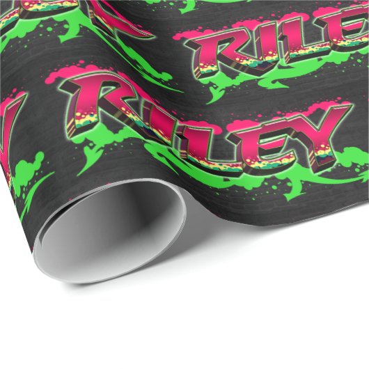 Riley Vorname Name Graffiti red green Cadeaupapier (Rol Hoek)