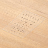 Riley Zwart en Wit Elegant Huwelijk Acryl Uitnodigingen (Laagn)