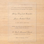 Riley Zwart en Wit Elegant Huwelijk Acryl Uitnodigingen (Voorkant)