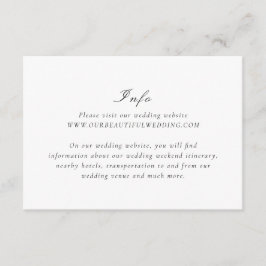 Riley Zwart en Wit Elegant Huwelijk Informatiekaartje