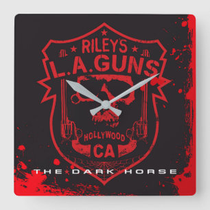 Riley's L.A.PISTOLEN Red & Black Marble Vinyl Art Vierkante Klok