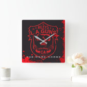 Riley's L.A.PISTOLEN Red & Black Marble Vinyl Art Vierkante Klok (Huis)