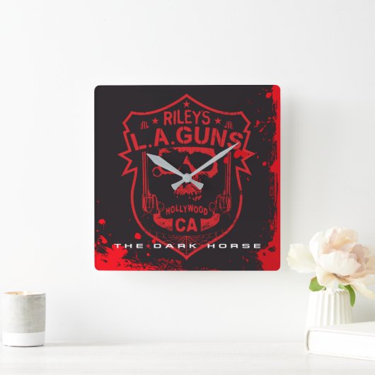Riley's L.A.PISTOLEN Red & Black Marble Vinyl Art Vierkante Klok (Huis)