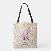 Riley's Radiant Rainbows - Boho Floral Monogram R Tote Bag (Achterkant)