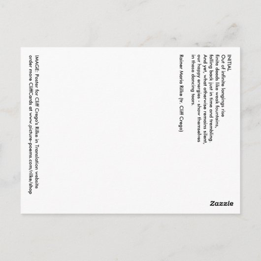RILKE WEBSITE POSTER BRIEFKAART (Achterkant)
