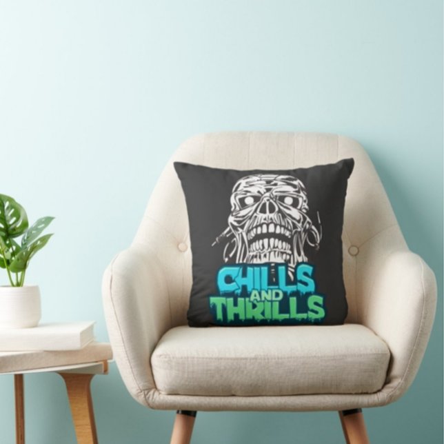 Rillingen en sensaties Schedel Graphic Halloween H Kussen (Creator heeft geüpload)