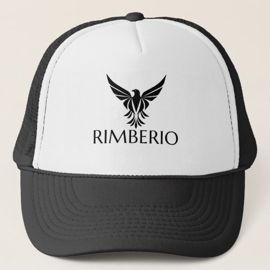 RIMBERIO Phoenix Logo Trucker Hoed | Zwart & Wit Pet (Voorkant)