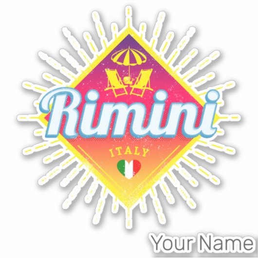 Rimini Emilia-Romagna Italië Retro Sunset  Sticker (Voorkant)