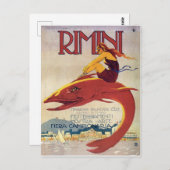 Rimini kust, Italië, meisje op grote vis Briefkaart (Voorkant / Achterkant)