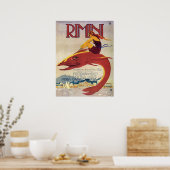 Rimini kust, Italië, meisje op grote vis Poster (Keuken)