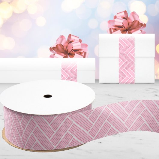 Rimpel visgraat in roze grosgrain lint