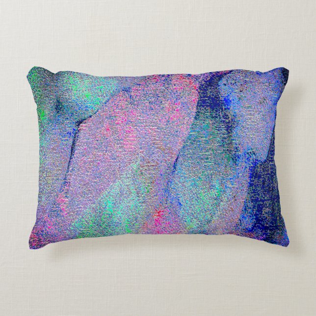 Rimpellederstijl met versleten verf, blauw accent kussen (Voorkant)