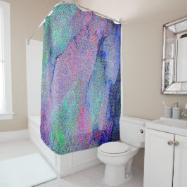 Rimpellederstijl met versleten verf, blauw douchegordijn