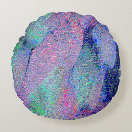 Rimpellederstijl met versleten verf, blauw rond kussen