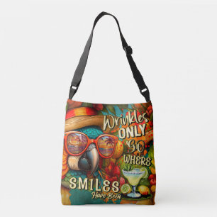 Rimpels gaan alleen waar de glimlach papegaai is g crossbody tas
