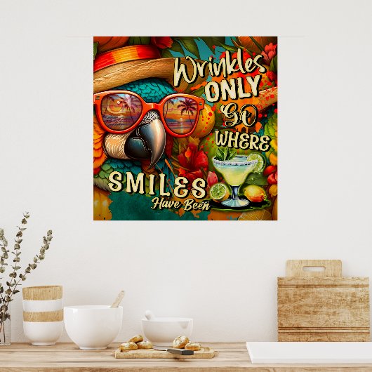 Rimpels gaan alleen waar de glimlach papegaai is g poster (Keuken)