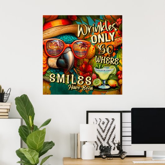 Rimpels gaan alleen waar de glimlach papegaai is g poster (Thuiskantoor)