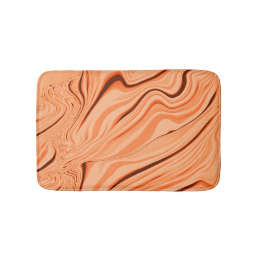 Rimpels in schoppen van oranje, gebogen bruine cil badmat (Voorkant)