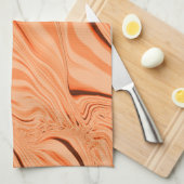 Rimpels in schoppen van oranje, gebogen bruine cil theedoek (Quarter Fold)