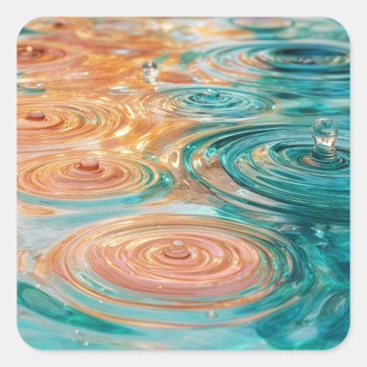 Rimpels van Tranquiliteit Abstract Water Harmonie Vierkante Sticker (Voorkant)