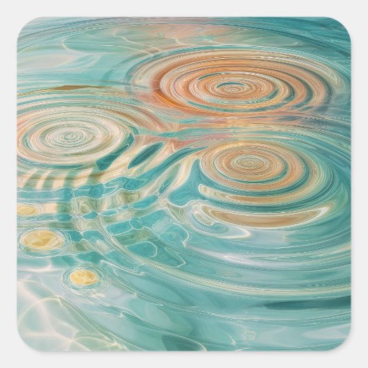 Rimpels van Tranquiliteit Abstracte Waterharmonie Vierkante Sticker (Voorkant)