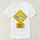 Rimworld Megaspider Warning Road Sign funny meme i T-shirt (Design voorkant)