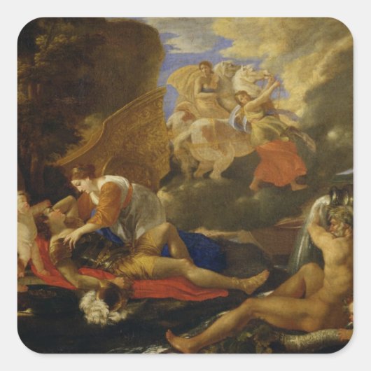 Rinaldo en Armida Vierkante Sticker (Voorkant)