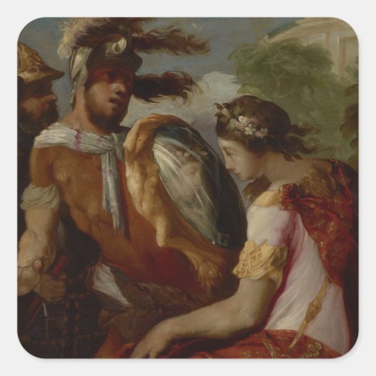 Rinaldo en de Mirror-Shield, c.1650-55 Vierkante Sticker (Voorkant)