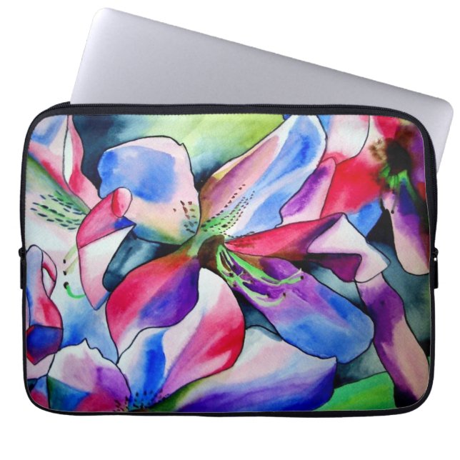 Rinbow Azalea waterverf kunst schilderij Laptop Sleeve (Voorkant)