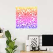 Rinbow ombre leaf mandala canvas poster (Thuiskantoor)