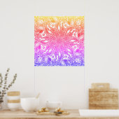 Rinbow ombre leaf mandala canvas poster (Keuken)