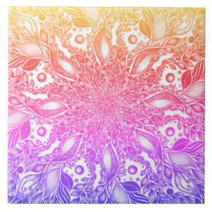 Rinbow ombre leaf mandala tegeltje
