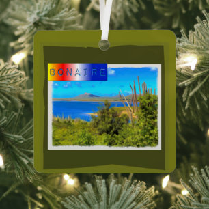 Rincon, Bonaire Waterverf Metalen Ornament