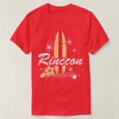 Rincon California Beach met Surfboard Distress T-shirt (Design voorkant)