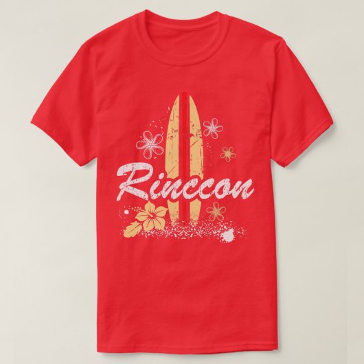 Rincon California Beach met Surfboard Distress T-shirt (Design voorkant)