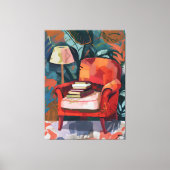 Rincón de Lectura: Arte Favista con Sillón Rojo. Canvas Afdruk (Voorkant)